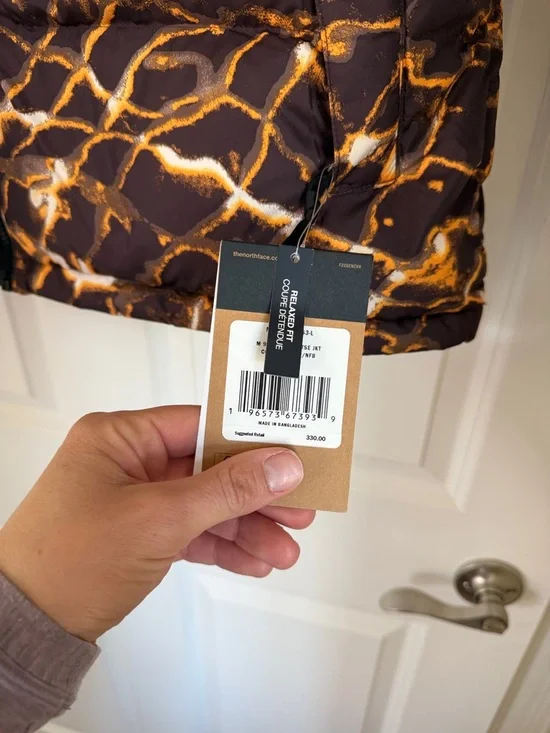 The North Face Black & Brown Patterned Puffer Jacket - Picture 5 of 9